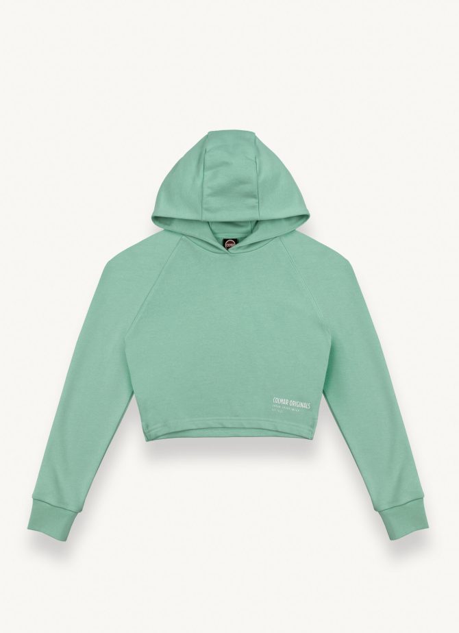 Short sweatshirt with hood and slits