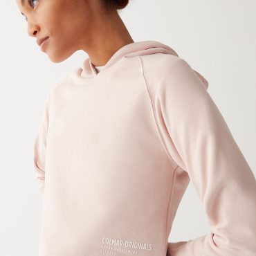 Short sweatshirt with hood and slits