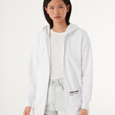 Full zip maxi sweatshirt with hood