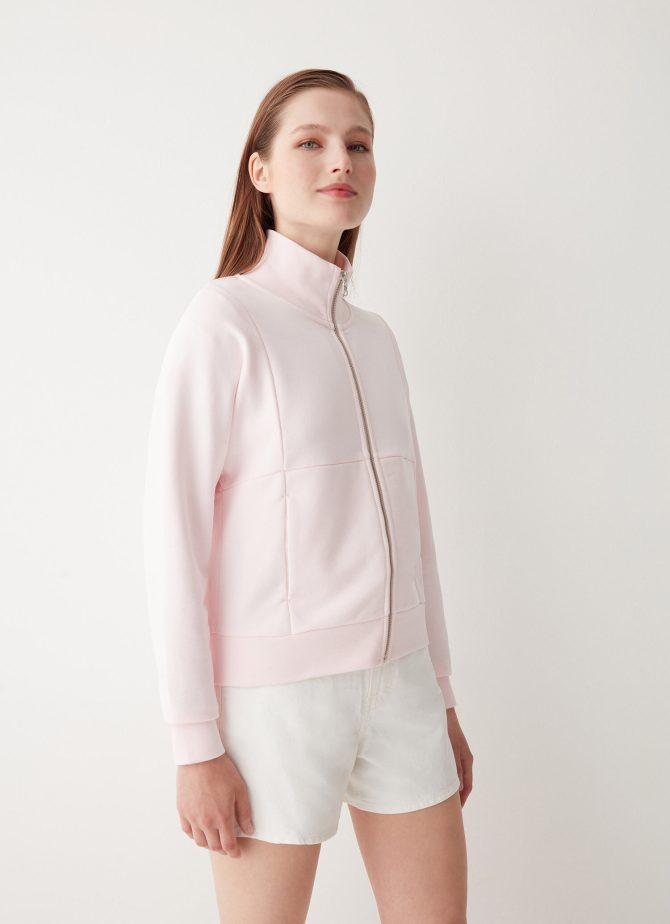 Full zip sweatshirt with high collar