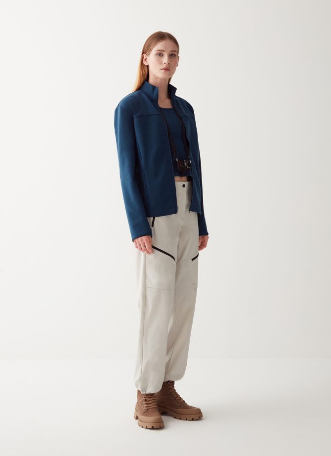 Full zip sweatshirt in stretch interlock