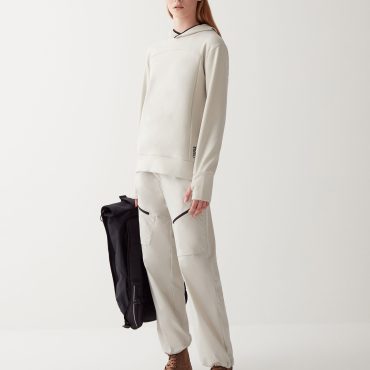 Stretch interlock hooded sweatshirt