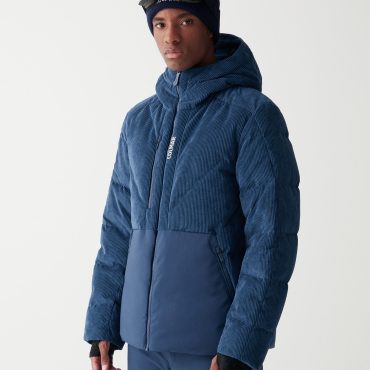 Puffy stretch corduroy ski jacket