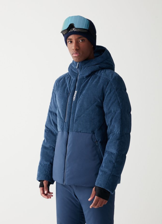 Puffy stretch corduroy ski jacket