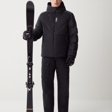 Puffy stretch corduroy ski jacket