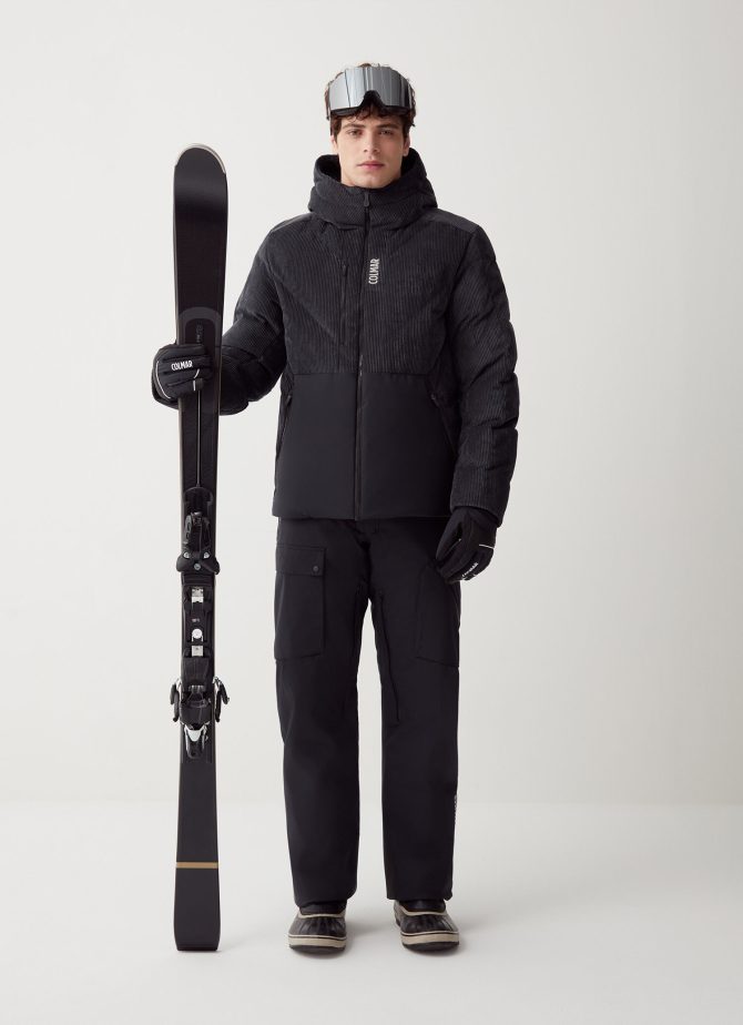 Puffy stretch corduroy ski jacket