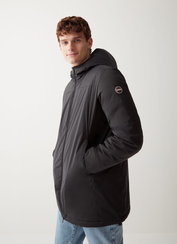 Long insulated jacket in stretch fabric - Image 2