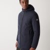 Long insulated jacket in stretch fabric