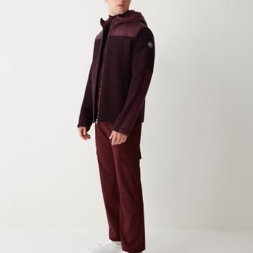 Wool cloth jacket with nylon inserts