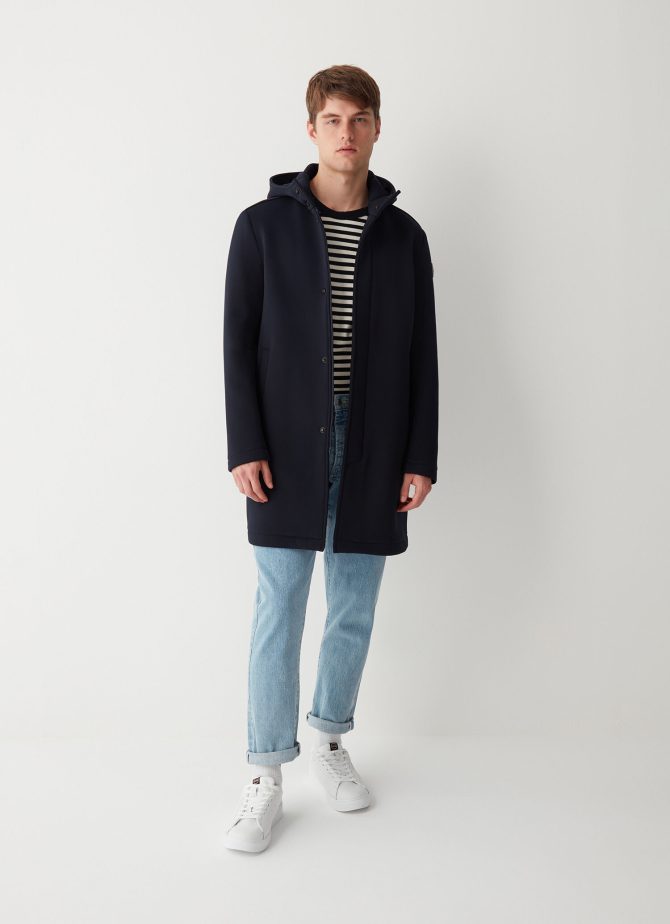 Unpadded wool jacket with hood