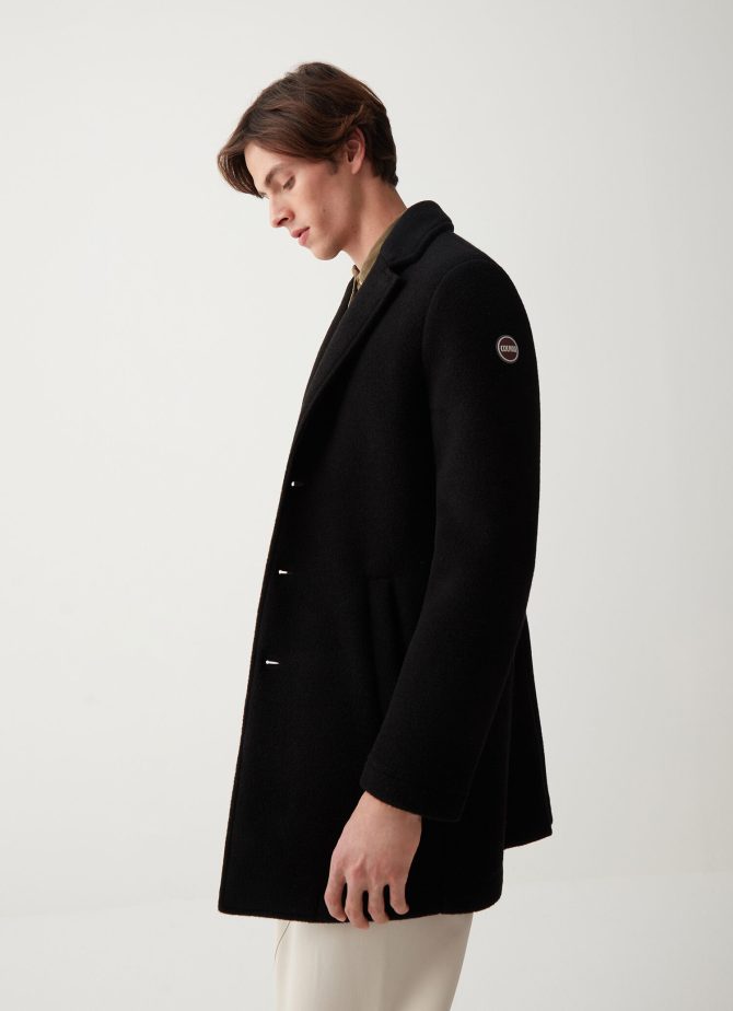 Wool coat with nylon inserts