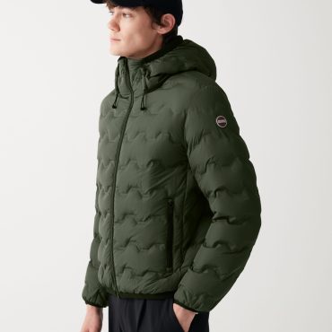 Quilted-effect down jacket with hood