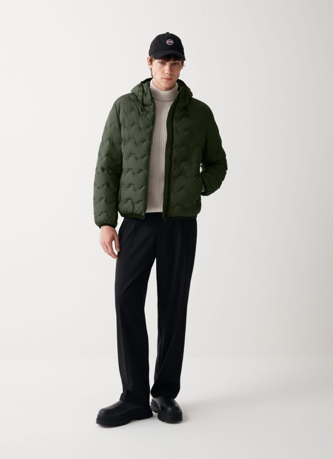 Quilted-effect down jacket with hood - Image 2