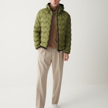 Quilted-effect down jacket with hood