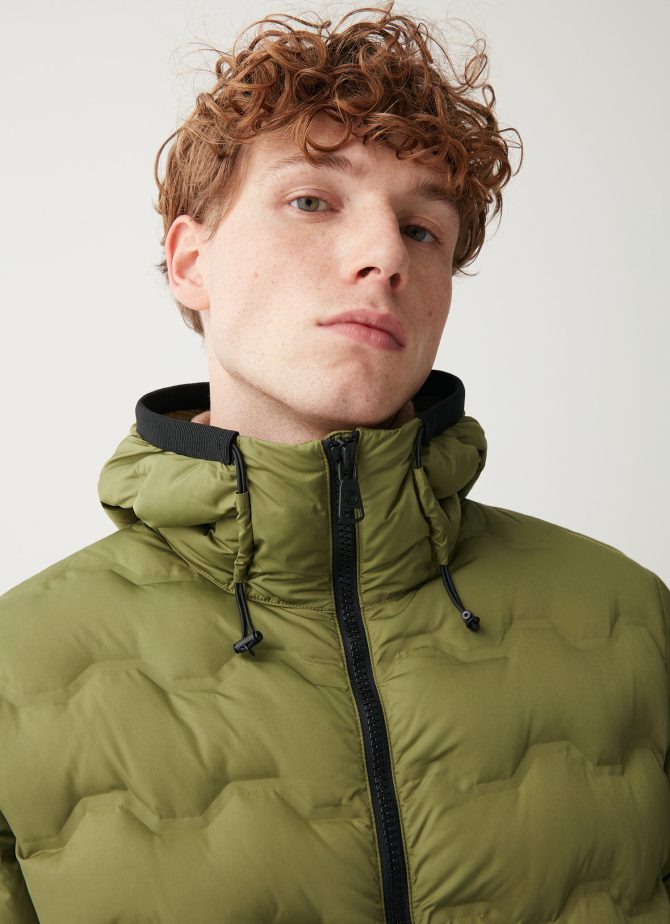 Quilted-effect down jacket with hood - Image 2