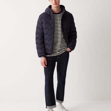 Quilted-effect down jacket with hood