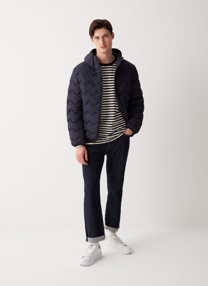 Quilted-effect down jacket with hood