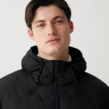 Quilted-effect down jacket with hood