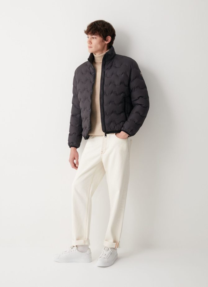 Wavey quilted down jacket with grosgrain band