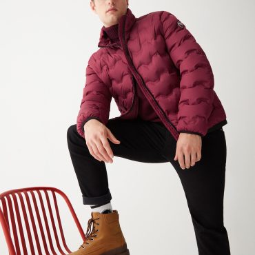 Wavey quilted down jacket with grosgrain band