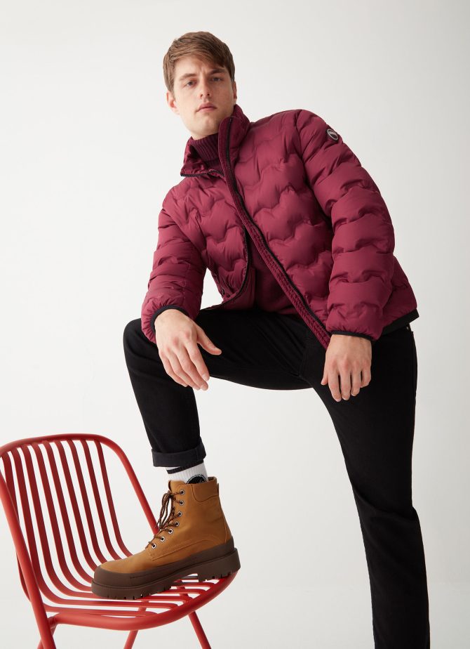 Wavey quilted down jacket with grosgrain band