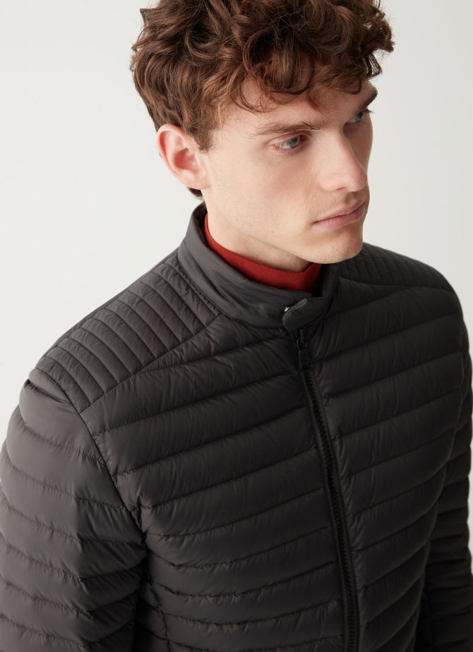 Autumn biker down jacket with drawstring at the bottom - Image 3