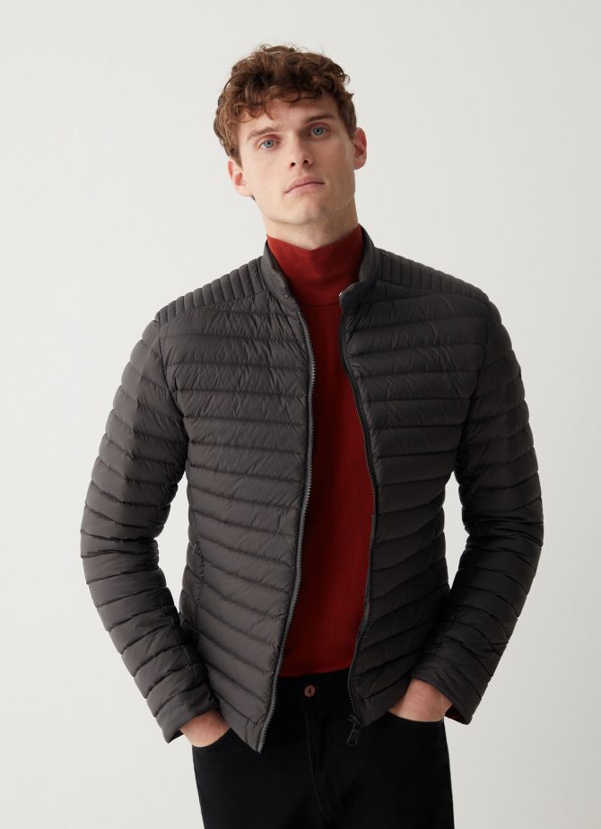 Autumn biker down jacket with drawstring at the bottom - Image 2