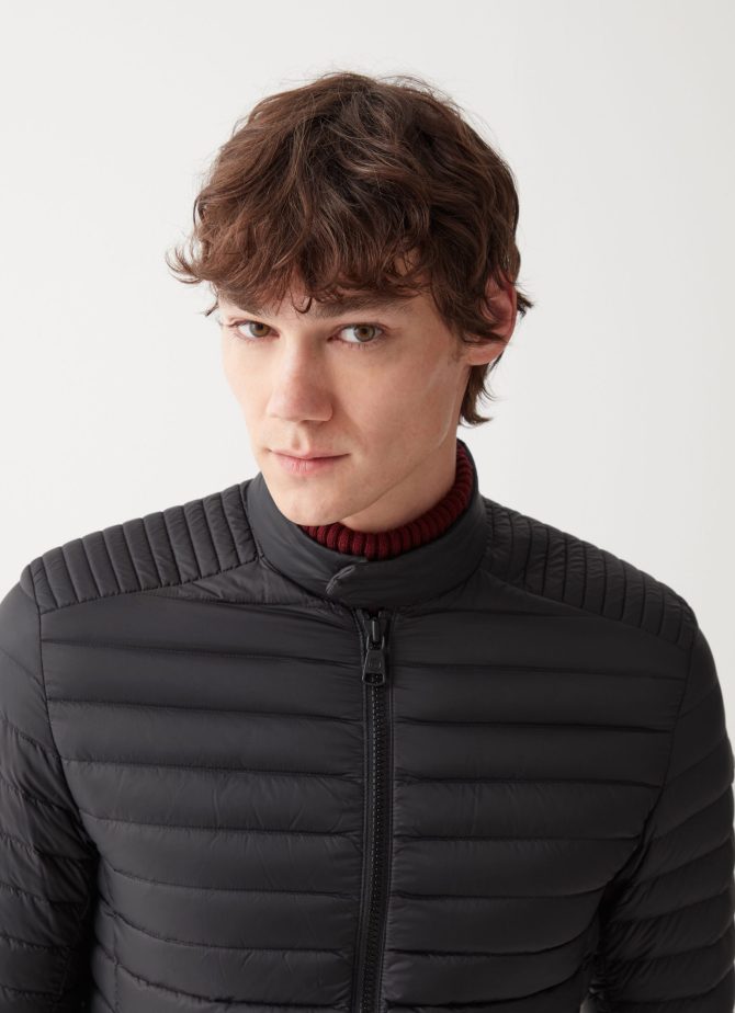 Autumn biker down jacket with drawstring at the bottom - Image 2