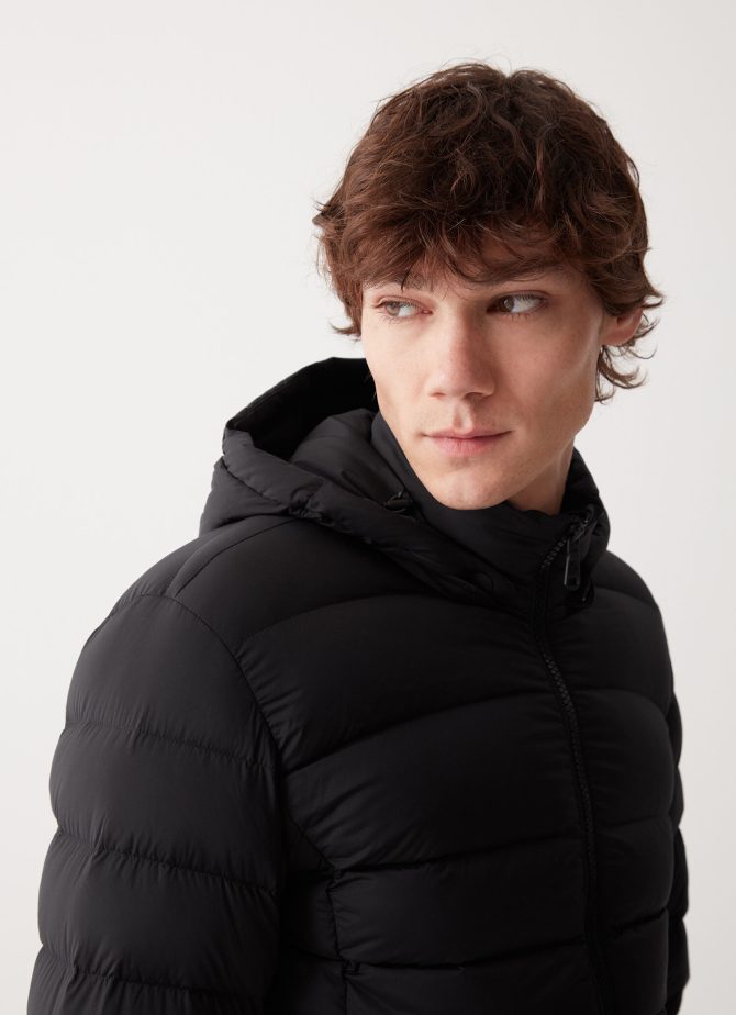 Opaque stretch down jacket with detachable hood - Image 3