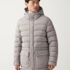Stretch matt maxi jacket with hood