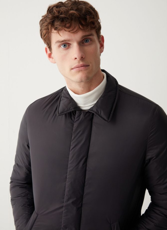 Reversible down jacket with shirt collar - Image 2