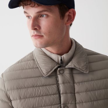 Reversible down jacket with shirt collar