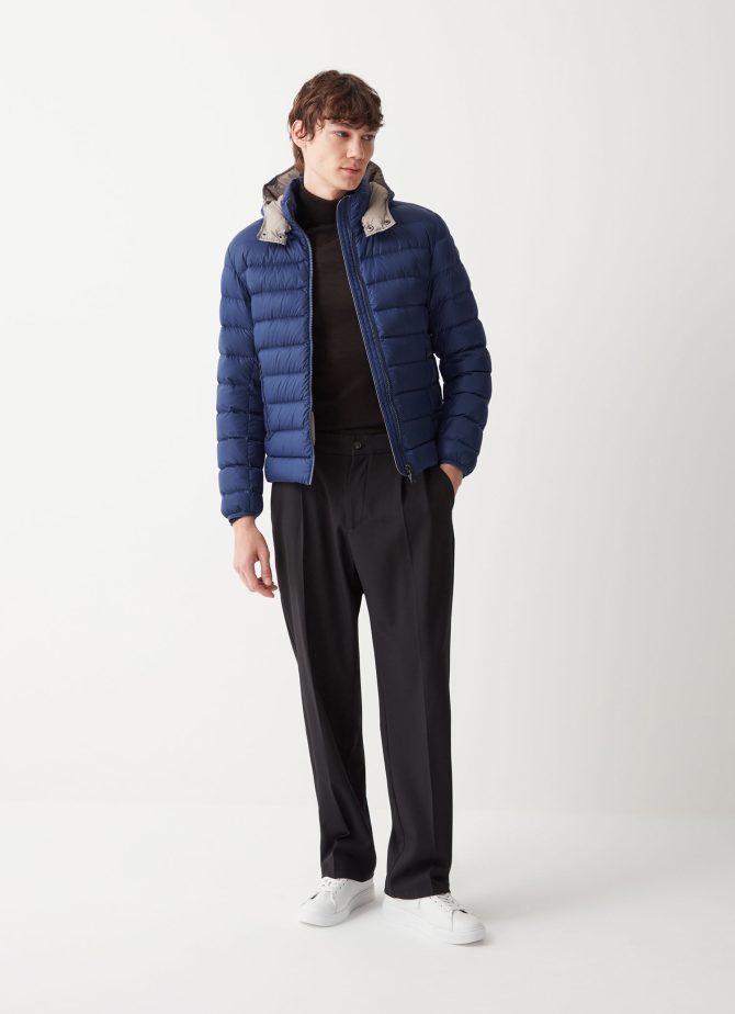 Sporty down jacket with detachable hood