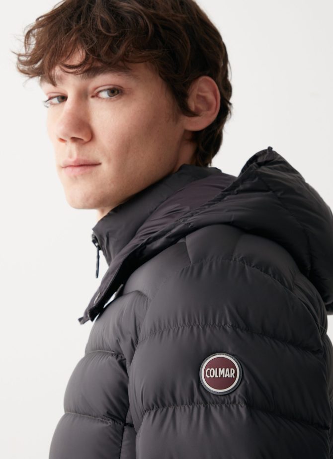 Sporty down jacket with detachable hood