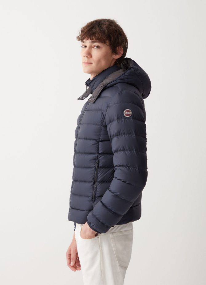 Sporty down jacket with detachable hood