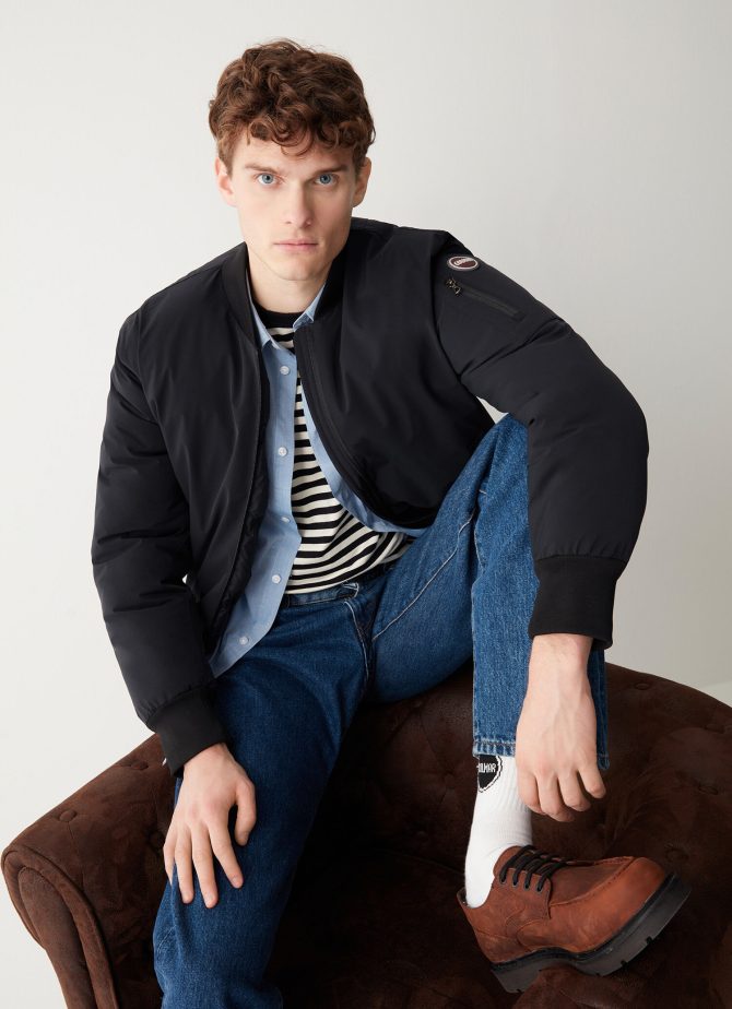 Sporty bomber jacket with ribbed details