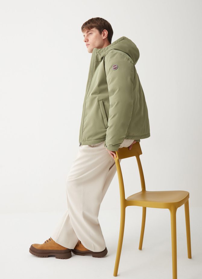 Wool-effect down jacket with fixed hood - Image 3