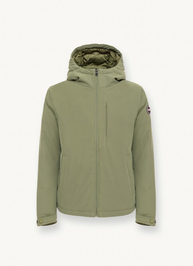 Wool-effect down jacket with fixed hood - Image 4
