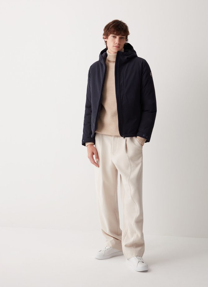 Wool-effect down jacket with fixed hood - Image 3