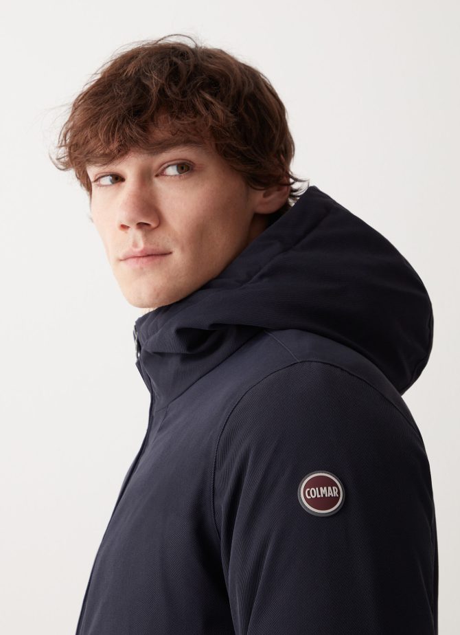 Wool-effect down jacket with fixed hood - Image 2