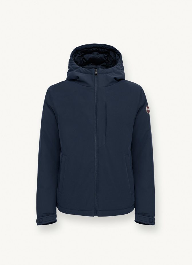 Wool-effect down jacket with fixed hood - Image 4