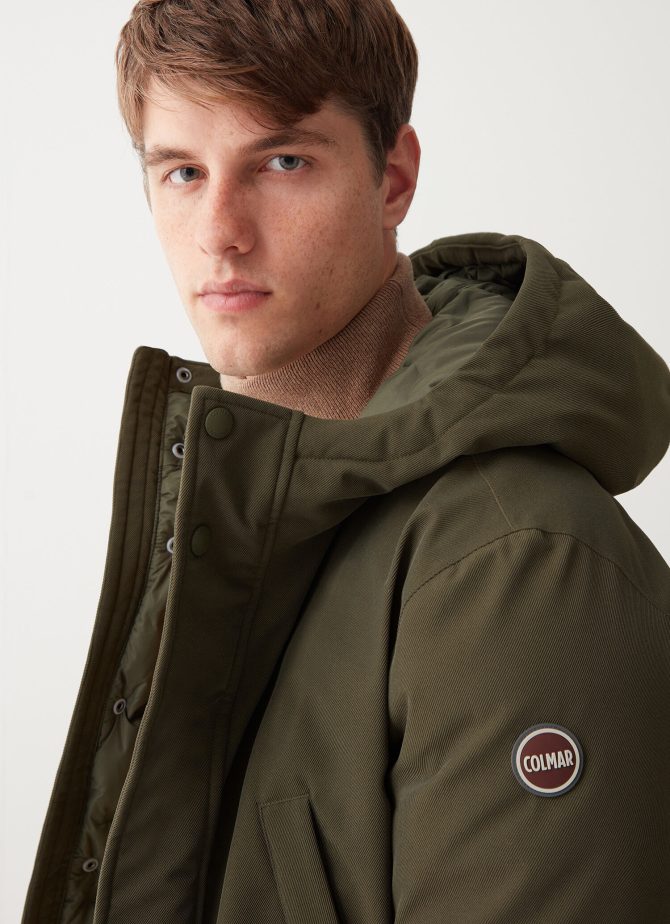 Hooded wool-effect down jacket - Image 3