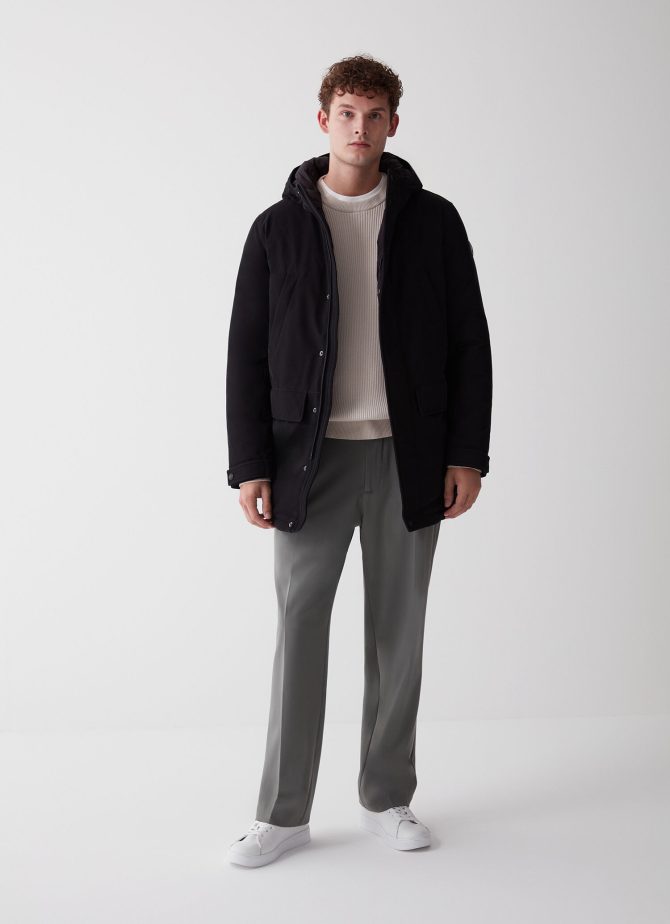 Hooded wool-effect down jacket - Image 3