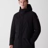 Hooded wool-effect down jacket