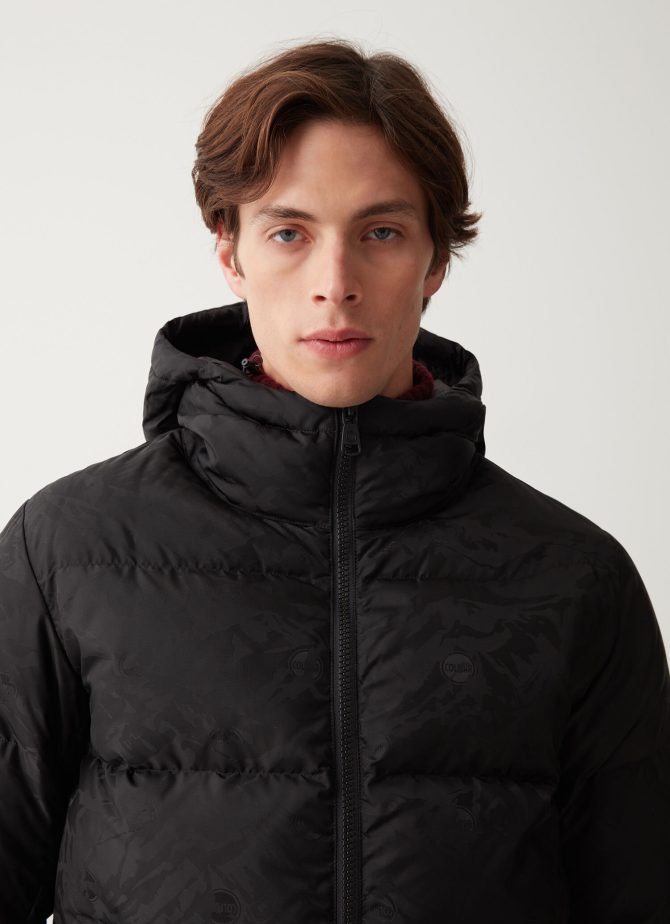 Oversized jacquard down jacket with hood - Image 3
