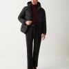Oversized jacquard down jacket with hood