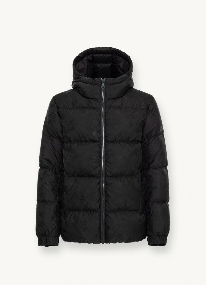 Oversized jacquard down jacket with hood - Image 4
