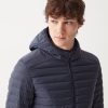 Sporty down jacket with fixed hood