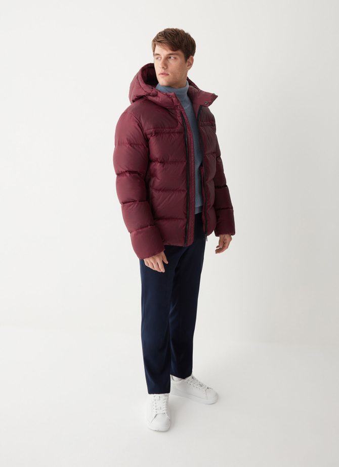 Sporty waxed down jacket with fixed hood - Image 3