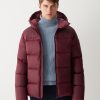 Sporty waxed down jacket with fixed hood